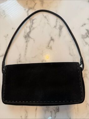 Classic black Suede Bag - (Fendi Baguette shape)
